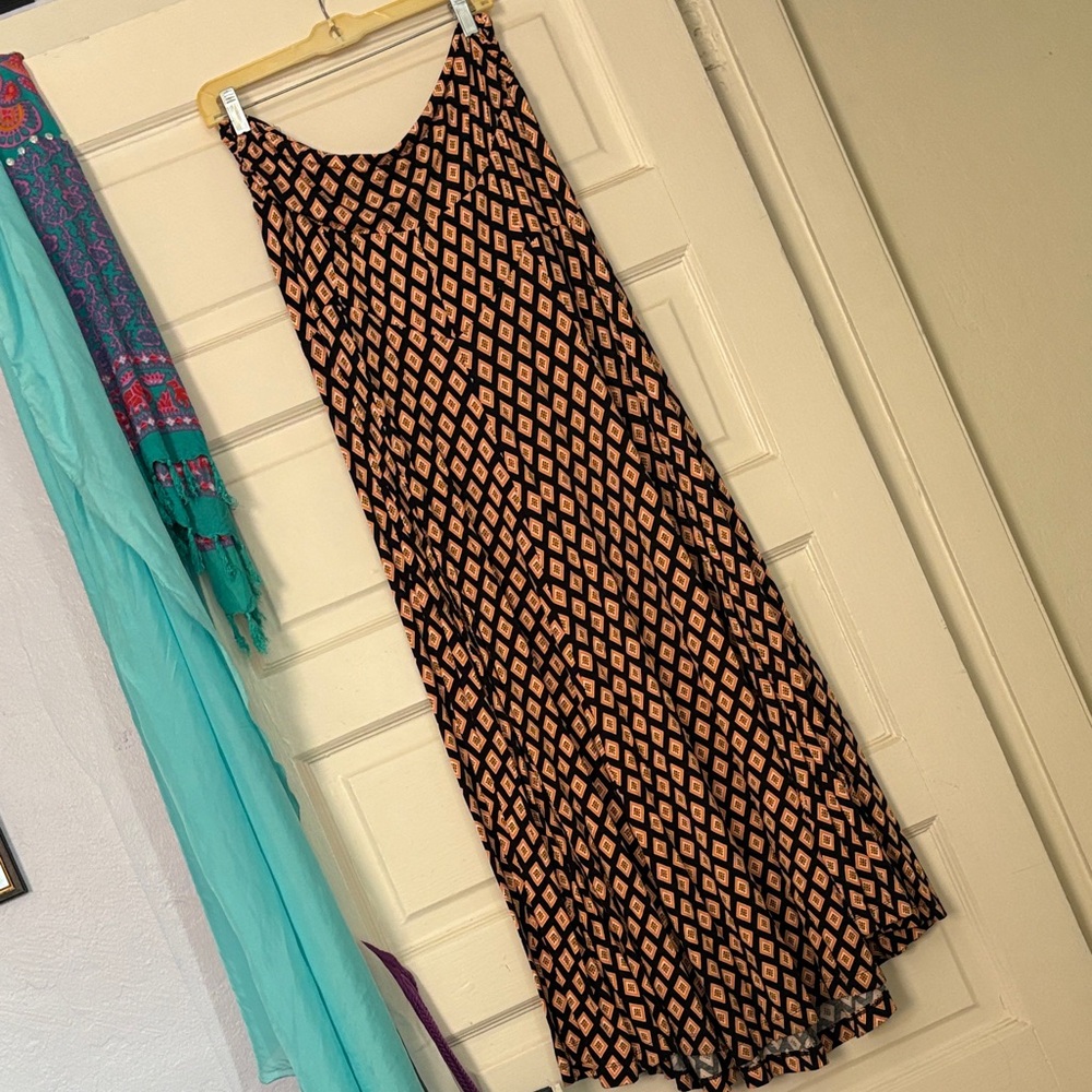 Anthropologie Black and Orange Maxi skirt